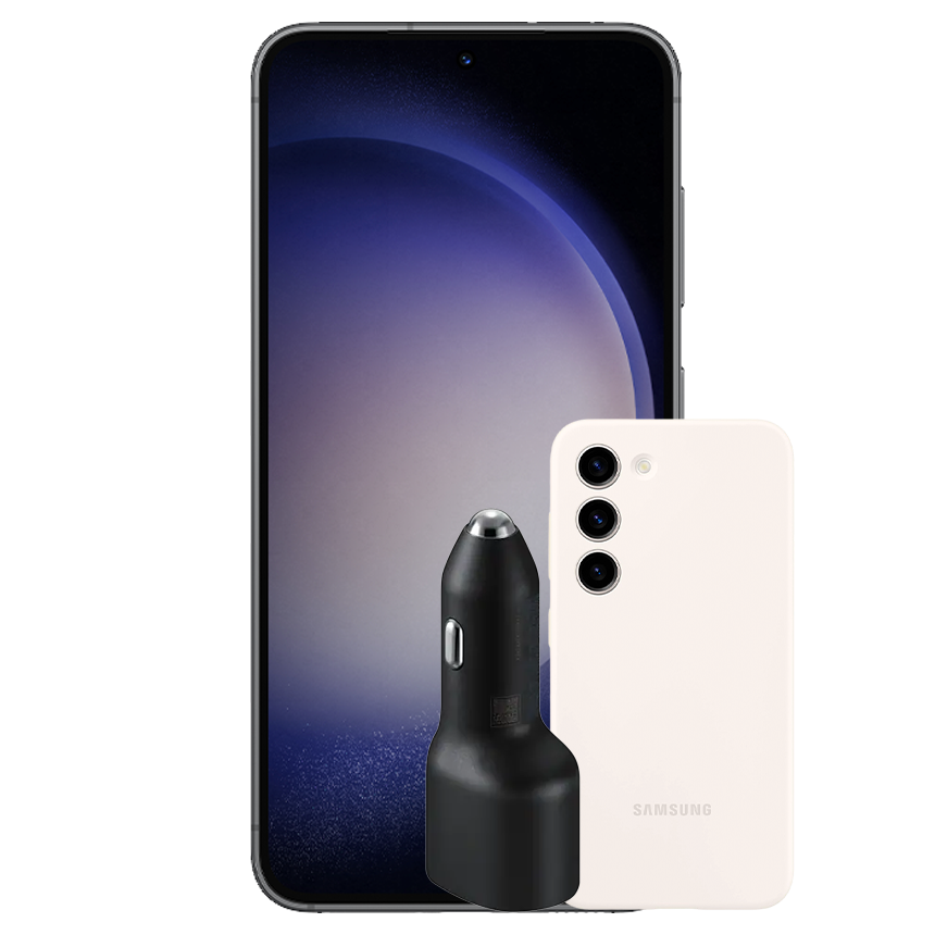 SAMSUNG GALAXY S23 (128GB) + SILICONE CASE + CAR CHARGER DUO 40W