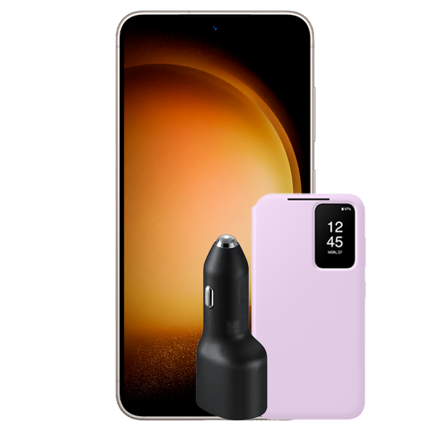 SAMSUNG GALAXY S23 (128GB) + SMART VIEW WALLET CASE + CAR CHARGER DUO 40W Tienda Virtual